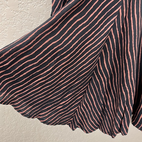 Natalie Martin Fit & Flare Ruffled Plunge Front Long Sleeve Striped Mini Dress S - Picture 8 of 9